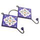 Navy Blue And White Floral CeramicTiles Hooks